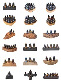 Öl Aufsteller, Öl Displays, Öl Organizer, Holzständer für Öle, Holzaufsteller für Öle, für ätherische Öle von dōTERRA, Primavera u.a., Unikate aus besonderen Hölzern, die mit der reinen Natur der Öle korrespondieren. Handgefertigte Design Öl Displays.
