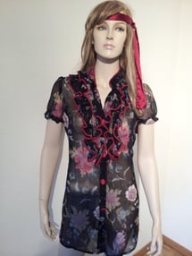 Hippi/ Flowerpower-Bluse, Gr.M,Fr.12.-