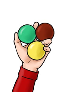 le jongleur vedette tient trois balles