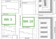 Lage im 4. Baubschnitt in Riem: WA3 und WA10