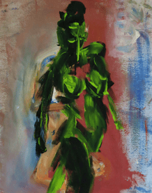 Green Armour - abstract expressionistic painting - Lily van Riemsdijk
