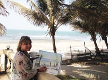 Painting on the beach in Gambia 2015.