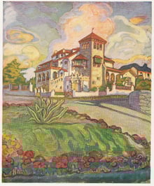 maison coloniale Mar Del Plata - Argentine huile sur toile André Aaron Blils