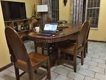 Heute morgen früh beim Blog Schreiben bei mir zu Hause.