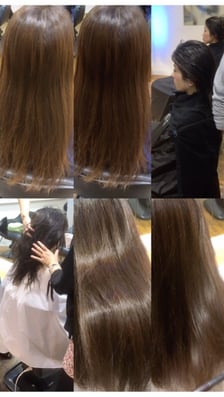 髪の成分と同じ成分を入れ込み結合をしっかりさせることでボリュームやツヤが持続します。ストレートでもトリートメントでもない新感覚！！