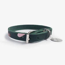 handbemaltes Lederhalsband dunkelgrün modern von hundsoadli