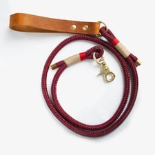Leine aus Tau und Leder von hundsoadli in rot
