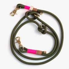 olivgrüne moderne Leine WILMA mit Pink von hundsoadli