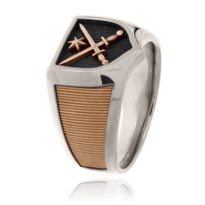 Wappenring in Rot- und Weissgold mit individuellen Familienwappen aus der Herrenschmuck-Kollektion Klassik-Shield von der Goldschmiede OBSESSION