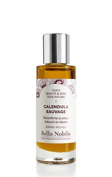Huile végétale de Calendula sauvage, macérât huileux de fleurs de Calendula sauvage (souci sauvage). Flacon 30 ml