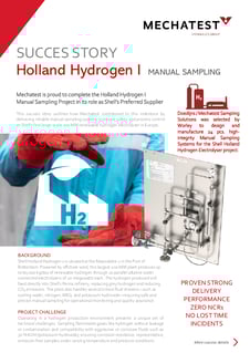 Electrolyser Sampling systems, elctrolyser hydrogen sampling, hydrogen oxygen gas sampling, KOH sampling, Electrolyser project, Shell Holland Hydrogen, hydrogen grab sampling, renewable hydrogen sampling