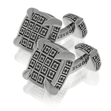 Manschettenknöpfe in geschwärzten Silber aus der Herrenschmuck Kollektion Matrix der Goldschmiede OBSESSION Zürich und Wetzikon.