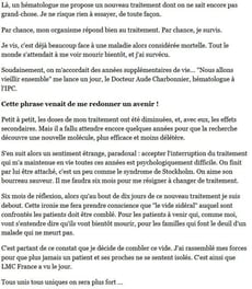 LMC France Huffington Post Huff Mina Daban leucemie myeloide chronique cancer sang  guerison espoir