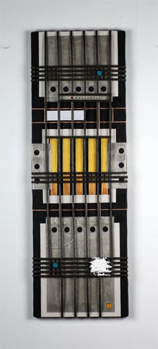 JAPANESE SECRET - SUKIYA 10   220mm×666mm (220mm×333mm each)  P4×2  Acrylic, bamboo, wood, plaster   2014