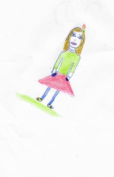 Test du bonhomme qui est une épreuve de personnalité proposée dans le cadre d'un bilan psychologique pour enfant. Dessin d'une fille âgée de 11 ans et 5 mois.