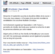 OM ATTITUDE olympique marseille course contre leucémie myéloïde chronique lmc france
