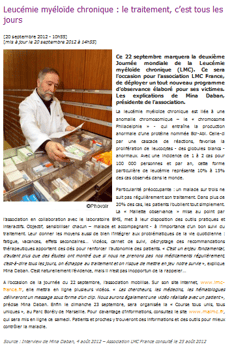 DESTINATION SANTE.COM course contre leucémie myéloïde chronique lmc france