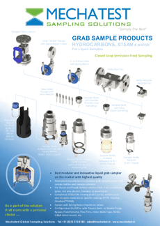 Spot Grab Sampling Hydrocarbons liquid sampling, closed sampling, On-Off Liquid Bottle Sampler, Bypass Sampler, Back Purge Liquid Sampler, Needle Purge Liquid sampler, Flow Thru Inline Sampler, Piston Valve Liquid Sampler, GC Vial Sampler, Dopak DPM