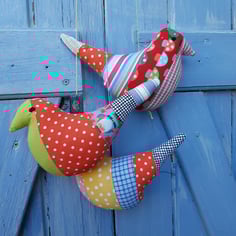 oiseaux deco artisanaux en patchwork