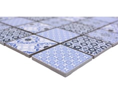 mosaico in ceramica effetto patchwork colore azzurro