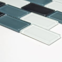 Mosaico Brick CRYSTAL GREY in vetro lucido 25x50mm