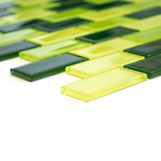 Mosaico Brick CRYSTAL VERDE FLUO in vetro lucido 25x50mm