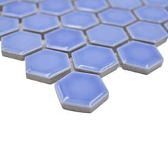 mosaico esagoni fiordaliso azzurro lucido