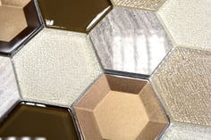Mosaico effetto 3D Hexagon marmo vetro Beige