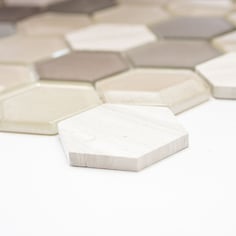 Mosaico effetto 3D Hexagon marmo vetro Beige