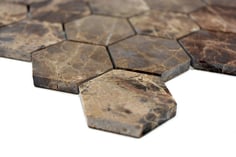 mosaico esagono in marmo Emperador lucido