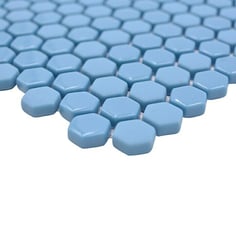 mosaico esagonale vetro tessera 15mm bluette