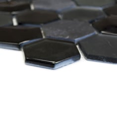 Mosaico effetto 3D Hexagon marmo vetro Nero