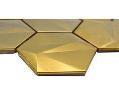 mosaico 3D esagono in metallo oro