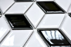 mosaico bianco nero decorativo in ceramica a forma di rombo 