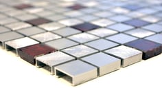 Mosaico 15mm in Alluminio Mix Rosso
