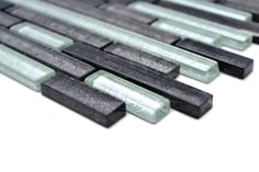 mosaico vetro a mattoncino foglia argento 