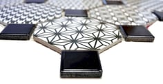 mosaico ceramica ottagono bianco nero effetto patchwork