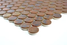 mosaico rotondo metallo rame 