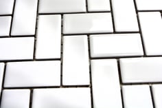 mosaico in ceramica colore bianco forma lisca di pesce lucido