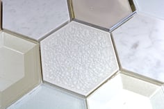 Mosaico effetto 3D Hexagon marmo vetro Bianco