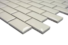 mosaico rettangolare mattoncini in ceramica diamantato beige