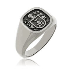 Wappen-Ring in Edelstahl mit individuellen Familienwappen aus der Herrenschmuck-Kollektion Klassik-Antik von der Goldschmiede OBSESSION
