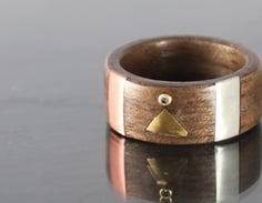 Holzring Bentwoodring Nussbaum Gold & Silber