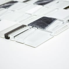 Mosaico Marmo Vetro Metallo Beach Bianco