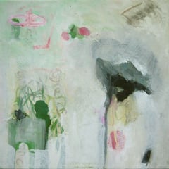 Morgenspaziergang Mischtechnik auf Leinwand 20x20cm