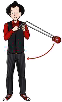 Le jongleur vedette montre comment faire