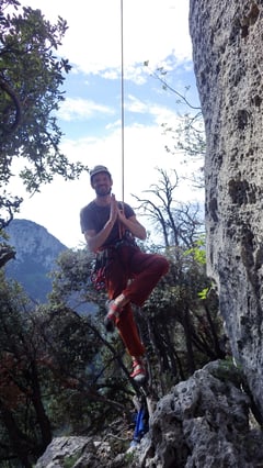 Dominik nach der 2. SL der Route Bostik