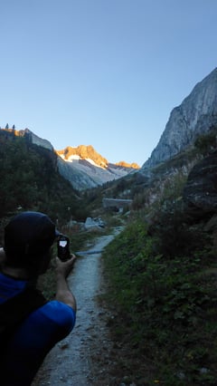 Sonnenaufgang beim Aufstieg