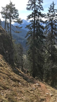 Abstieg auf der Südseite des kleinen Rotofenturms