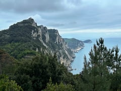 Blick zurück auf die Felsen von Muzzerone.